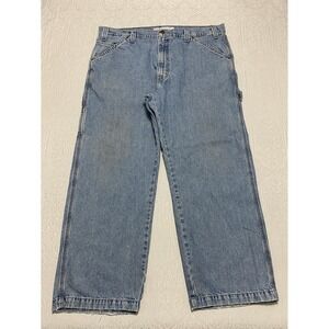 Levi Strauss Signature Carpenter Jeans Light Wash Denim Mens Size 40x29 Wide Leg